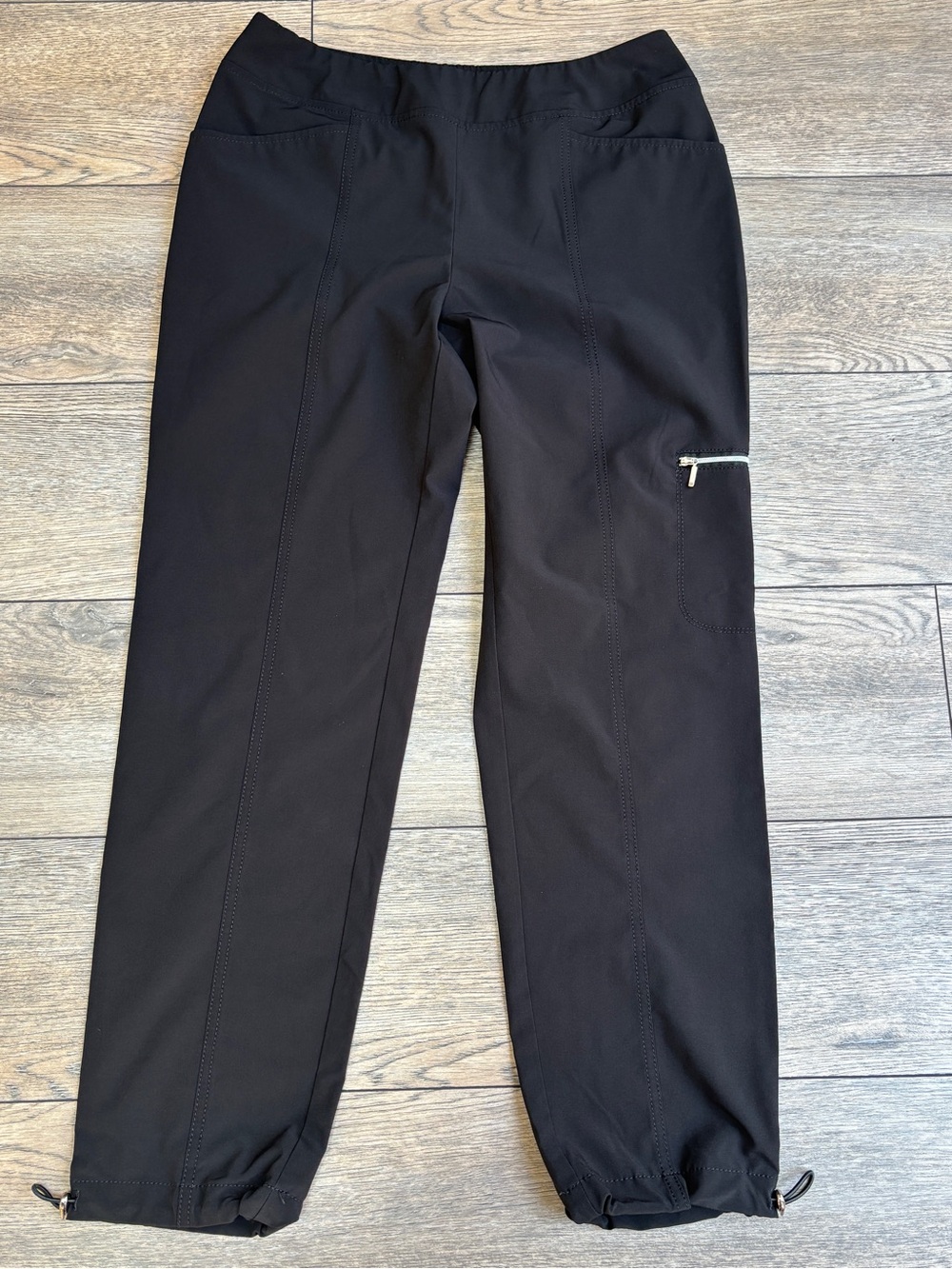 Chicos Zenergy Activewear Pull On Ankle Pants Pocket Black Sz 00 (standard XS/2)